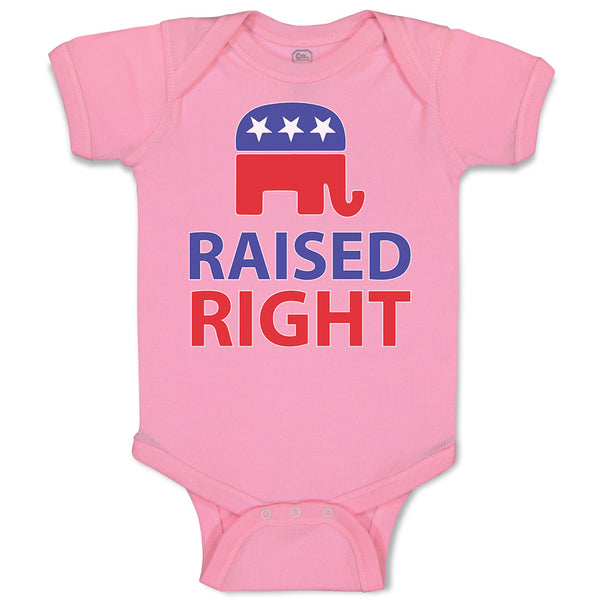 Baby Clothes Raised Right with An American Republican Flag Baby Bodysuits Cotton