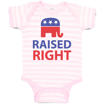 Baby Clothes Raised Right with An American Republican Flag Baby Bodysuits Cotton