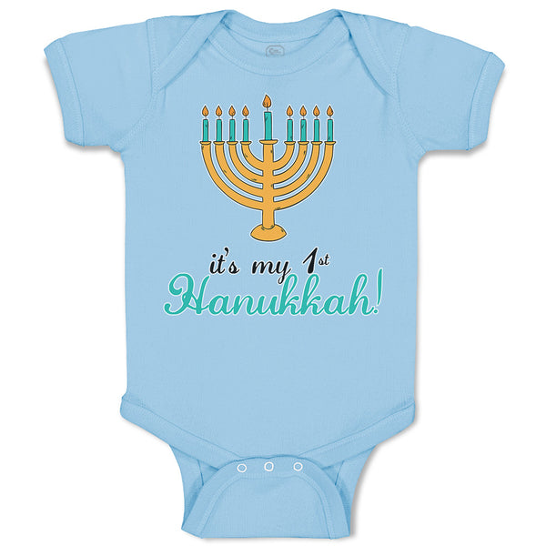 Baby Clothes It's My 1St Hanukkah! Menorah Candle Stand with 9 Candles Cotton