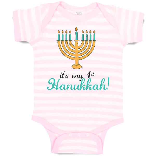 Baby Clothes It's My 1St Hanukkah! Menorah Candle Stand with 9 Candles Cotton