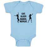 Baby Clothes Eat. Sleep. Dance. Repeat. Girls Dancing Silhouette Baby Bodysuits