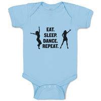 Baby Clothes Eat. Sleep. Dance. Repeat. Girls Dancing Silhouette Baby Bodysuits