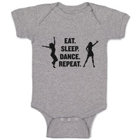 Baby Clothes Eat. Sleep. Dance. Repeat. Girls Dancing Silhouette Baby Bodysuits
