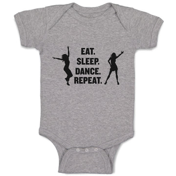 Baby Clothes Eat. Sleep. Dance. Repeat. Girls Dancing Silhouette Baby Bodysuits