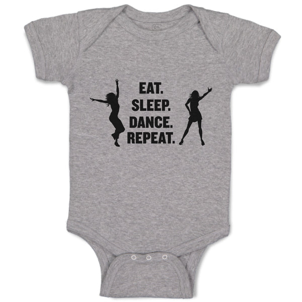 Baby Clothes Eat. Sleep. Dance. Repeat. Girls Dancing Silhouette Baby Bodysuits