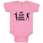 Baby Clothes Eat. Sleep. Dance. Repeat. Girls Dancing Silhouette Baby Bodysuits
