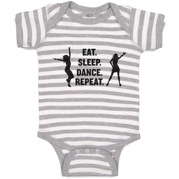 Baby Clothes Eat. Sleep. Dance. Repeat. Girls Dancing Silhouette Baby Bodysuits