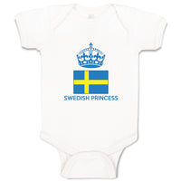 Baby Clothes Swedish Princess Crown Countries Baby Bodysuits Boy & Girl Cotton