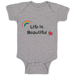 Baby Clothes Life Is Beautiful with Rainbow and Heart Funny Humor Baby Bodysuits