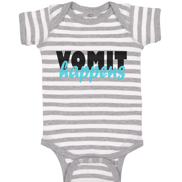 Baby Clothes Vomit Happens Funny Humor Baby Bodysuits Boy & Girl Cotton