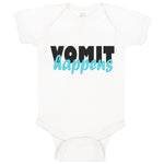 Baby Clothes Vomit Happens Funny Humor Baby Bodysuits Boy & Girl Cotton