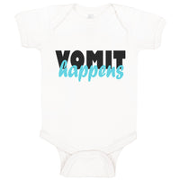 Baby Clothes Vomit Happens Funny Humor Baby Bodysuits Boy & Girl Cotton