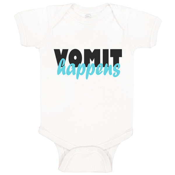 Baby Clothes Vomit Happens Funny Humor Baby Bodysuits Boy & Girl Cotton