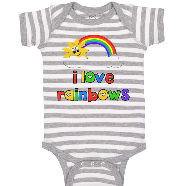 Baby Clothes I Love Rainbows Valentines Love Baby Bodysuits Boy & Girl Cotton