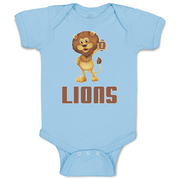 Baby Clothes Lions Wild Animal Standing with Rugby Ball Sport Baby Bodysuits