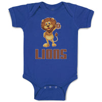 Baby Clothes Lions Wild Animal Standing with Rugby Ball Sport Baby Bodysuits