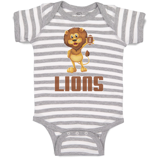 Baby Clothes Lions Wild Animal Standing with Rugby Ball Sport Baby Bodysuits