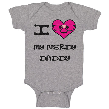 Baby Clothes Pink Heart Black Text Love Nerdy Daddy Dad Father's Day Cotton