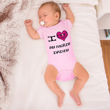 Baby Clothes Pink Heart Black Text Love Nerdy Daddy Dad Father's Day Cotton