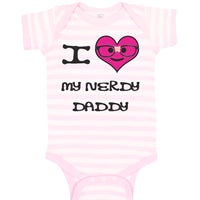 Baby Clothes Pink Heart Black Text Love Nerdy Daddy Dad Father's Day Cotton