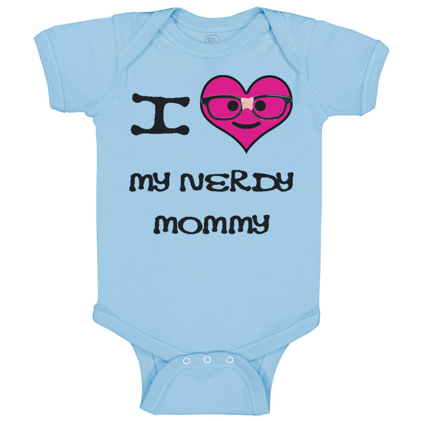 Baby Clothes Pink Heart Black Text Love Nerdy Mommy Mom Mothers Baby Bodysuits