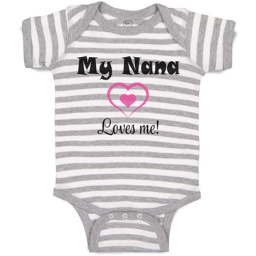 Baby Clothes My Nana Loves Me! Heart Grandmother Grandma Baby Bodysuits Cotton