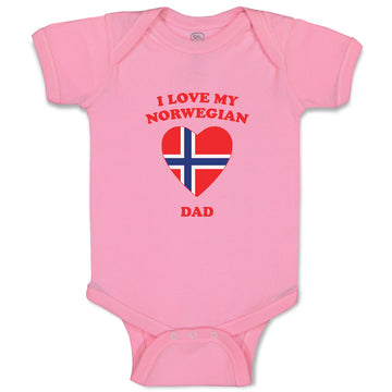 Baby Clothes I Love My Norwegian Dad Countries Baby Bodysuits Boy & Girl Cotton