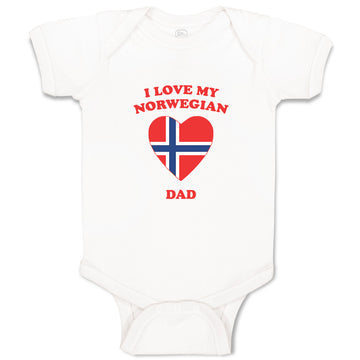 Baby Clothes I Love My Norwegian Dad Countries Baby Bodysuits Boy & Girl Cotton