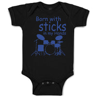 Baby Clothes Born with Sticks in My Hands Drummer Funny Humor Baby Bodysuits