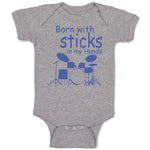 Baby Clothes Born with Sticks in My Hands Drummer Funny Humor Baby Bodysuits