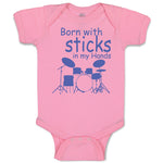 Baby Clothes Born with Sticks in My Hands Drummer Funny Humor Baby Bodysuits