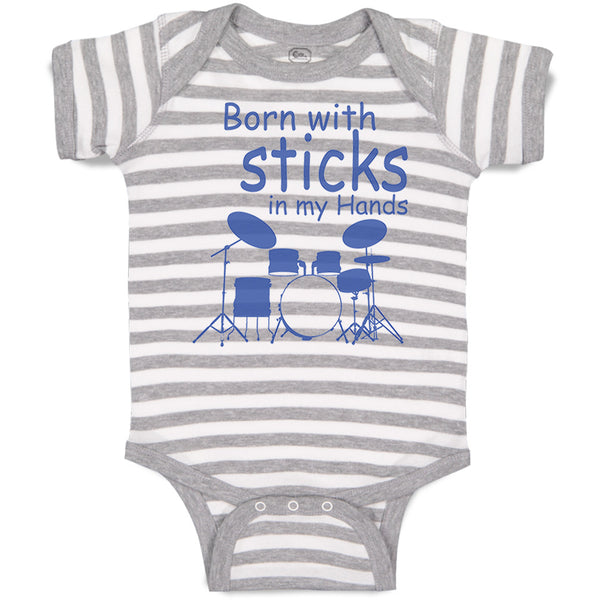 Baby Clothes Born with Sticks in My Hands Drummer Funny Humor Baby Bodysuits