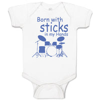 Baby Clothes Born with Sticks in My Hands Drummer Funny Humor Baby Bodysuits