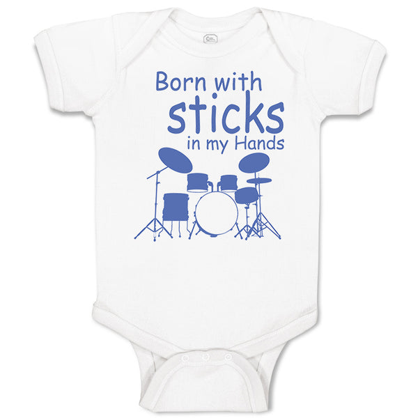 Baby Clothes Born with Sticks in My Hands Drummer Funny Humor Baby Bodysuits