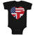 Baby Clothes American British Heart Flag Baby Bodysuits Boy & Girl Cotton