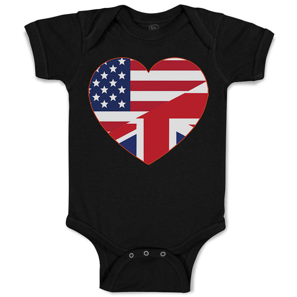 Baby Clothes American British Heart Flag Baby Bodysuits Boy & Girl Cotton