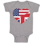 Baby Clothes American British Heart Flag Baby Bodysuits Boy & Girl Cotton