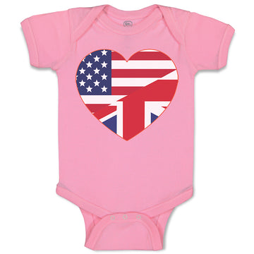 Baby Clothes American British Heart Flag Baby Bodysuits Boy & Girl Cotton