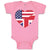 Baby Clothes American British Heart Flag Baby Bodysuits Boy & Girl Cotton