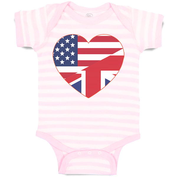 Baby Clothes American British Heart Flag Baby Bodysuits Boy & Girl Cotton