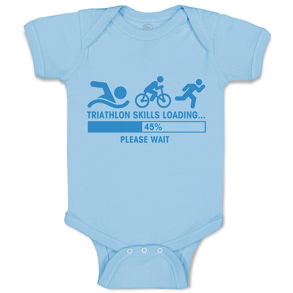 Baby Clothes Triathlon Skills Loading Please Wait Funny Humor Baby Bodysuits