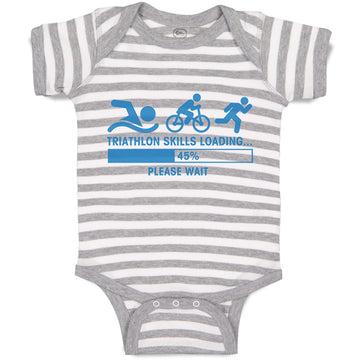 Baby Clothes Triathlon Skills Loading Please Wait Funny Humor Baby Bodysuits