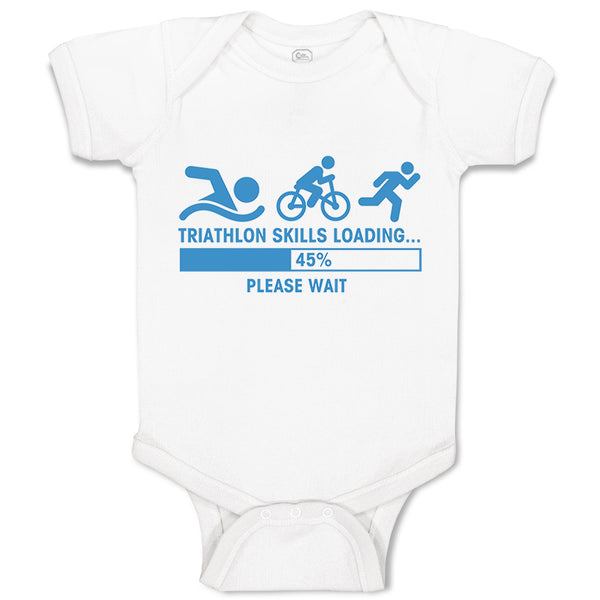 Baby Clothes Triathlon Skills Loading Please Wait Funny Humor Baby Bodysuits