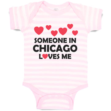 Baby Clothes Someone in Chicago Loves Me Style B Baby Bodysuits Cotton