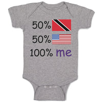 Baby Clothes 50%Trinidad 50% American 100% Me Baby Bodysuits Boy & Girl Cotton