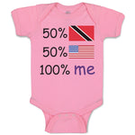 Baby Clothes 50%Trinidad 50% American 100% Me Baby Bodysuits Boy & Girl Cotton