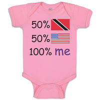 Baby Clothes 50%Trinidad 50% American 100% Me Baby Bodysuits Boy & Girl Cotton