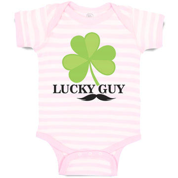 Baby Clothes Lucky Guy" Shamrock St Patrick's Irish Funny Humor Baby Bodysuits