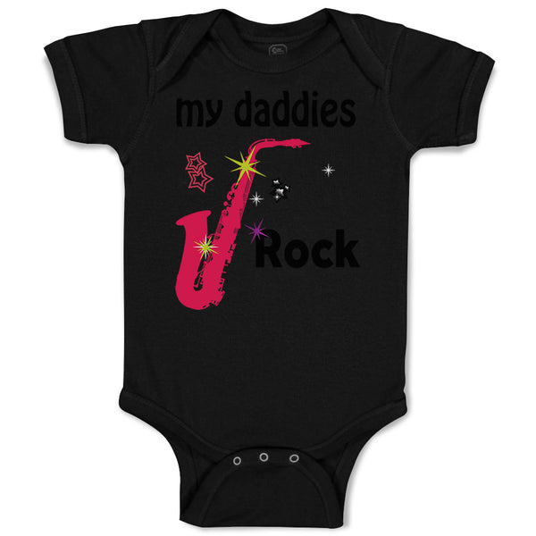 Baby Clothes My Daddies Rock Rainbow Guitar Dad Father's Day Baby Bodysuits