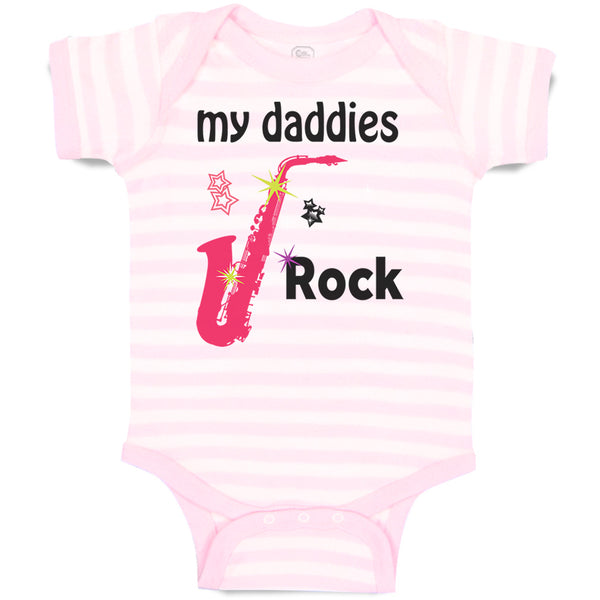 Baby Clothes My Daddies Rock Rainbow Guitar Dad Father's Day Baby Bodysuits